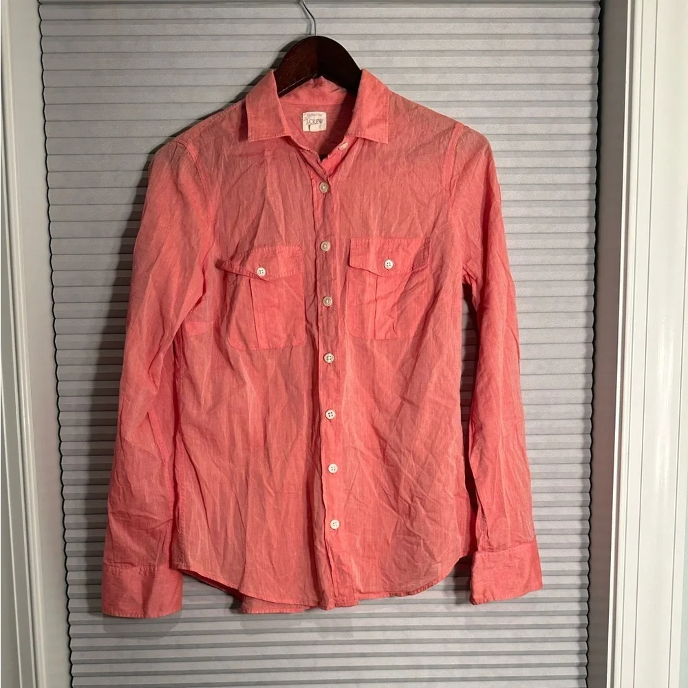 J. Crew 100% cotton lightweight salmon button down